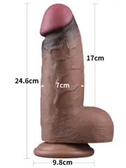 Çift Katmanlı Silikon XXL Realistik Dildo – 24,5 cm