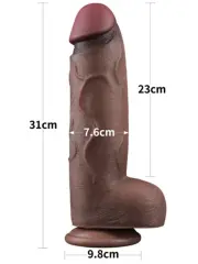 724Haz 31 cm XXL Çift Katmanlı Silikon Dildo | Gerçekçi Dual Layer