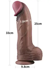 724Haz 33 cm XXL Çift Katmanlı Silikon Dildo | Gerçekçi Dual Layer Vibratör