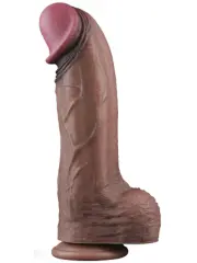 724Haz 33 cm XXL Çift Katmanlı Silikon Dildo | Gerçekçi Dual Layer Vibratör