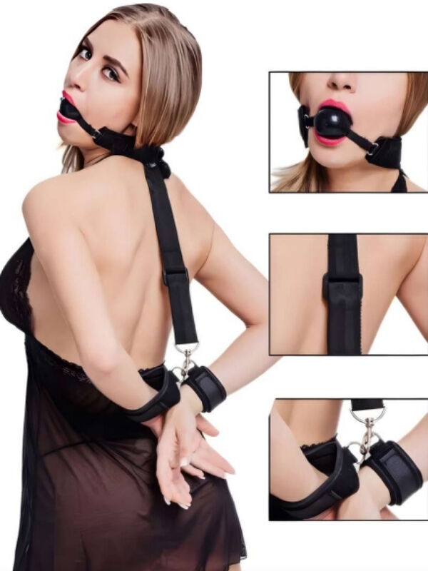 Boyun El Bağlamalı Ağız Topu – Gouvernör Stil BDSM Aksesuarı | 724Haz