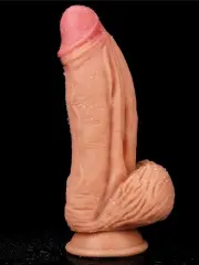 Çift Katmanlı Platin Silikon Monster Dildo - 25 cm Ten Rengi Gerçekçi Dev Dildo