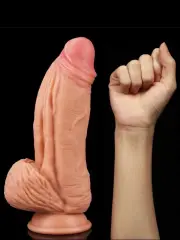 Çift Katmanlı Platin Silikon Monster Dildo - 25 cm Ten Rengi Gerçekçi Dev Dildo
