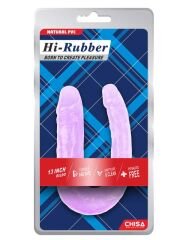 Hi-Rubber Şeffaf Jel Çift Taraflı Eğik Dildo – 17 cm Mor | Esnek U-Şekil & Gerçekçi His | 724Haz