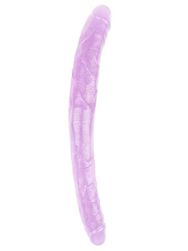 Hi-Rubber Şeffaf Jel Çift Taraflı Dildo 45 cm Mor | Esnek, Şeffaf ve Çift Yönlü Keyif | 724Haz