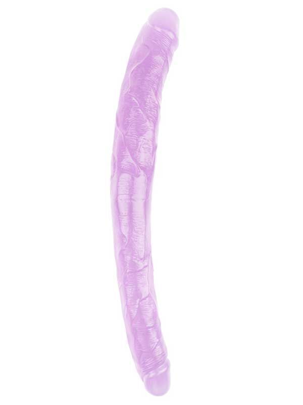 Hi-Rubber Şeffaf Jel Çift Taraflı Dildo 45 cm Mor | Esnek, Şeffaf ve Çift Yönlü Keyif | 724Haz