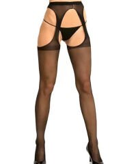 Jartiyer Askılı File Külotlu Çorap – Siyah, Tek Beden, Seksi Tasarım | 724Haz