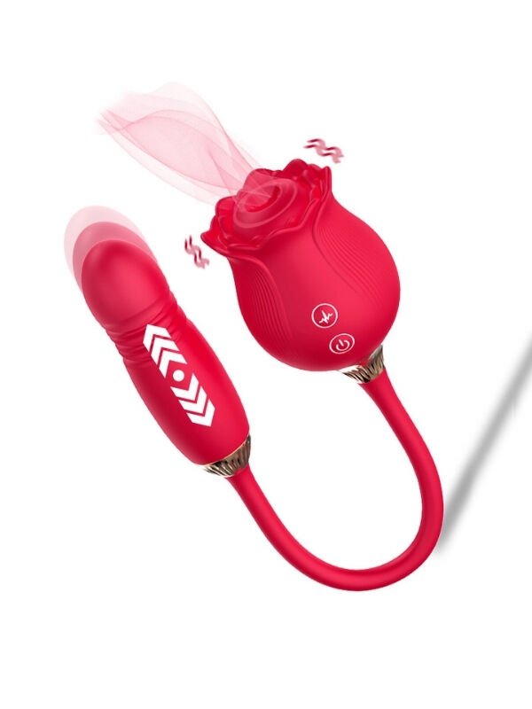 Censan İleri Geri Hareketli Vibratör ve Gül Vakum | 2'li Set, Güçlü Titreşim ve Vakum Uyarımı