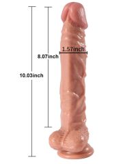 724Haz Döner Başlı Uzaktan Kumandalı Şarjlı Realistik Dildo 25.5 cm | Gerçekçi Doku, Döner ve Güçlü Titreşimli Seks Oyuncağı