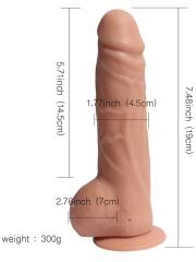 724Haz Şarjlı Uzaktan Kumandalı Titreşimli Realistik Dildo 19 cm | Gerçekçi Doku, Güçlü Titreşim