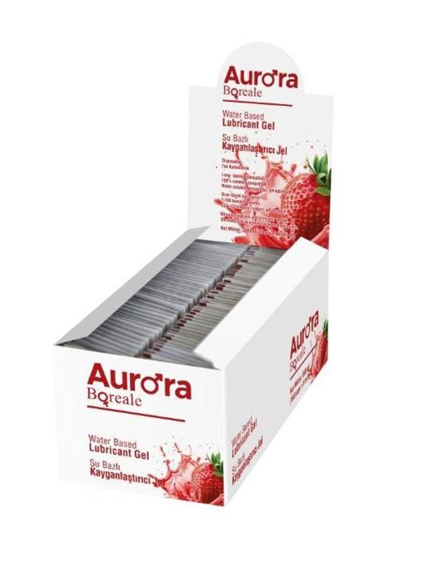 Aurora Boreale 5 ml Şase Çilekli Kayganlaştırıcı Jel – 100 Adet, Su Bazlı