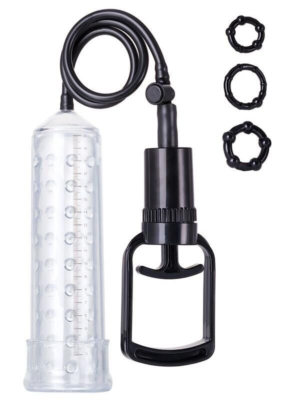 Censan 3 halkalı penis pompası TPE transparan 23,5 cm