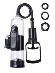 Censan 3 halkalı Titreşimli penis pompası PVC Siyah 22,8 cm