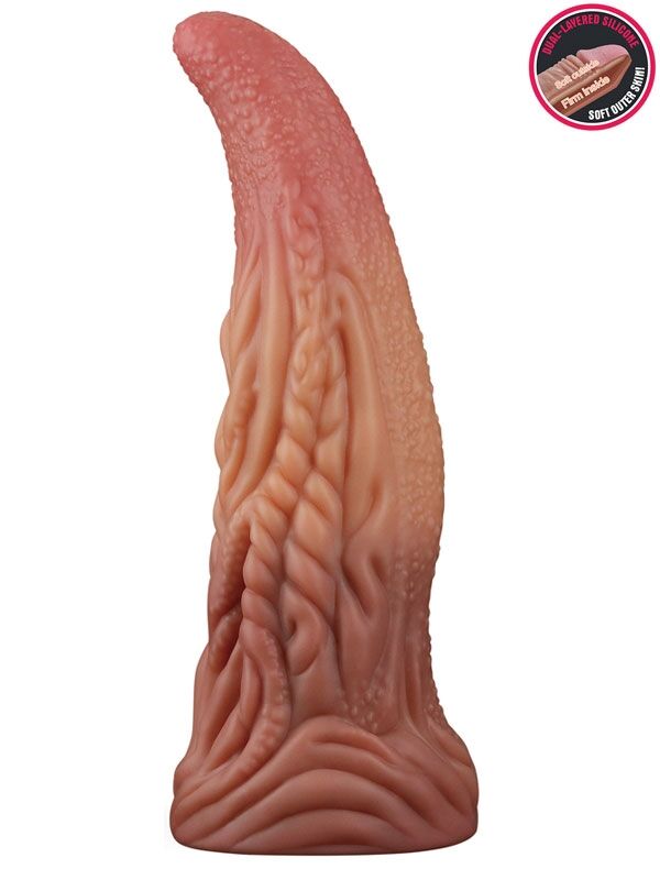 Çift Katmanlı Platinyum Silikon Canavar Realistik Dildo – 25 cm