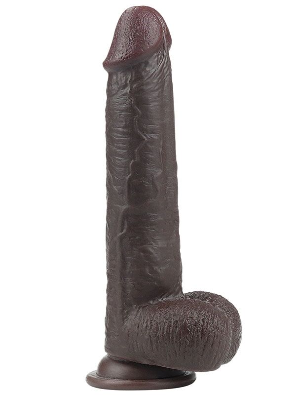 Çift Katmanlı Kayar Derili Realistik Dildo - 23 cm Siyah
