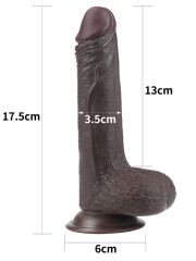 Kayar Derili Çift Katmanlı Realistik Dildo 17,5 cm – Siyah