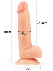 Ultra Yumuşak Realistik Dildo 20 cm – Aşırı Yumuşak Silikon & Vakumlu Taban