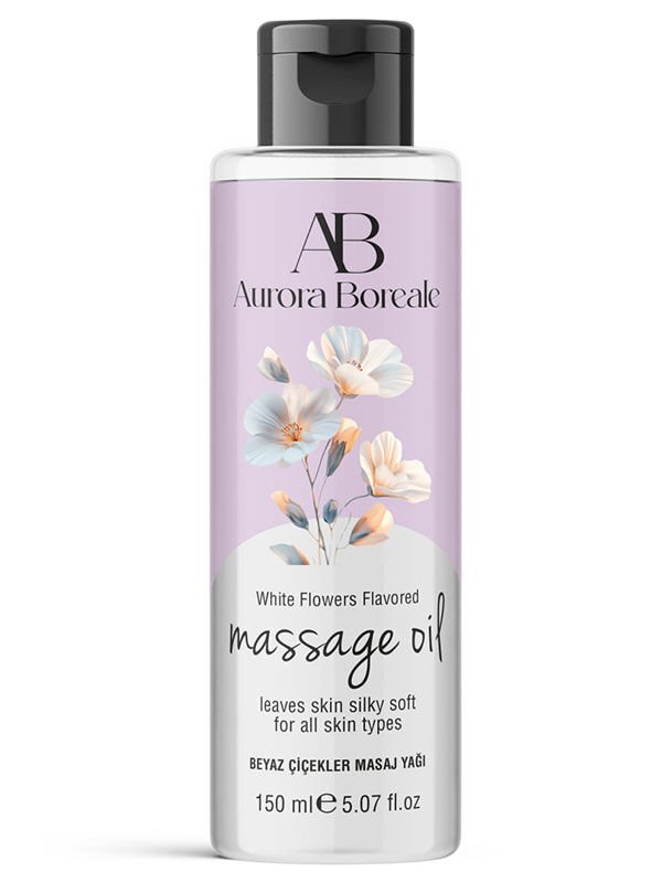 Aurora Boreale Beyaz Çiçek Aromalı Masaj Yağı – 150 ml, Bitkisel & Besleyici Formül