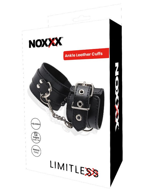 NOXXX Limitless Siyah Deri Ayak Kelepçesi | PU Dışı & Süet İç, Nikel ve Ftalat İçermez