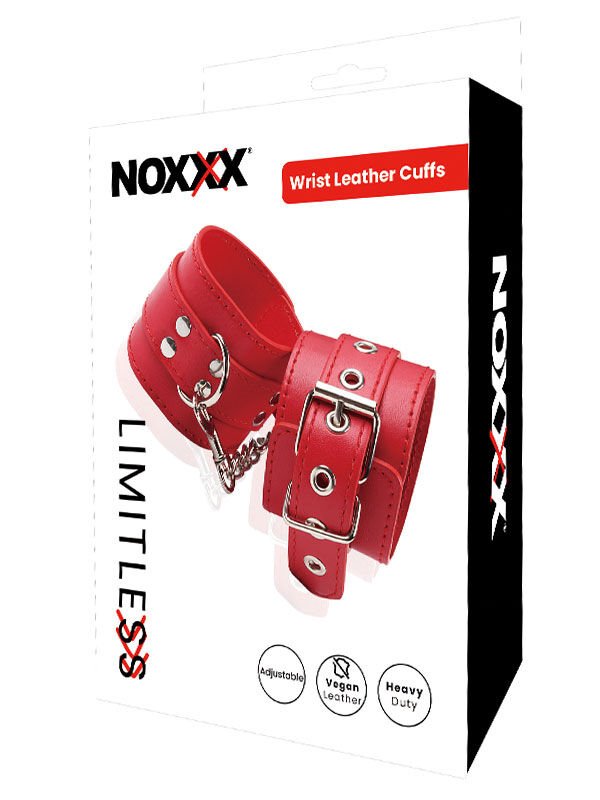 Limitless Kırmızı Deri El Kelepçesi | PU Dış & Süet İç, Ayarlanabilir Toka | 724Haz