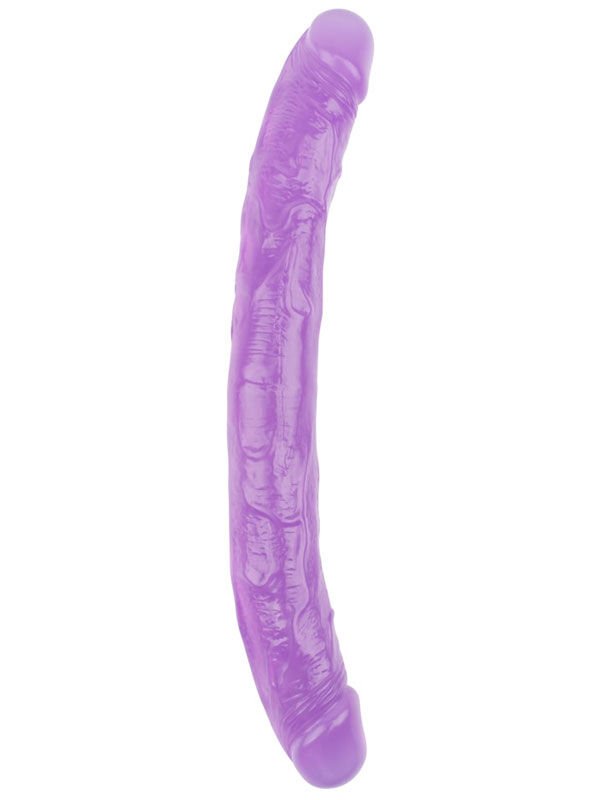 Hi Rubber Şeffaf Jel Çift Taraflı Dildo 32,5 cm Mor | Esnek & Gerçekçi