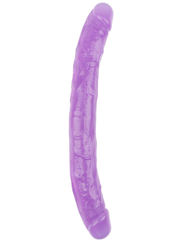 Hi Rubber Şeffaf Jel Çift Taraflı Dildo 32,5 cm Mor | Esnek & Gerçekçi | 724Haz