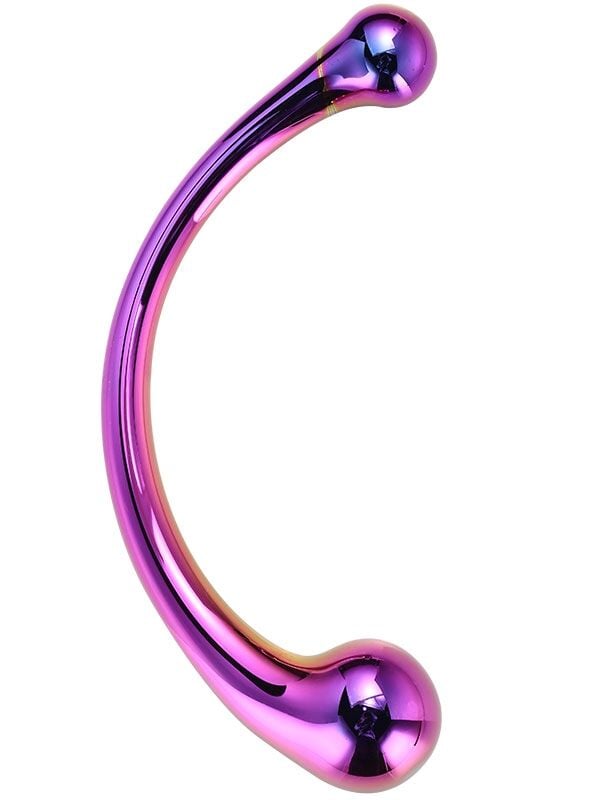 Çift Başlı Lux Kavisli Cam Dildo – Şeffaf ve Ergonomik Tasarım