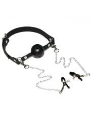 Ağız Topu ve Göğüs Klipsi – BDSM Aksesuar Seti
