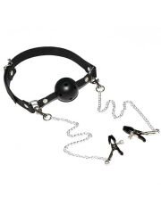 Ağız Topu ve Göğüs Klipsi – BDSM Aksesuar Seti