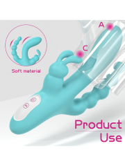 S-Hande 3’ü 1 Arada Tavşan Vibratör – Mavi | G-Noktası + Klitoris + Anal Uyarım | 724Haz