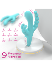 S-Hande 3’ü 1 Arada Tavşan Vibratör – Mavi | G-Noktası + Klitoris + Anal Uyarım | 724Haz