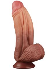 LoveToy Double Layer Platin Silikon Dildo 25 cm – Çift Katmanlı Gerçek Dokulu