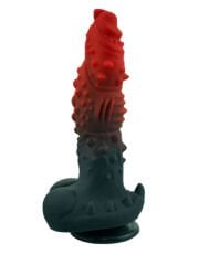 Kırmızı Siyah Canavar Dildo, Gerçekçi Boynuz & Kabartmalı Doku