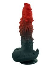 Kırmızı Siyah Canavar Dildo, Gerçekçi Boynuz & Kabartmalı Doku