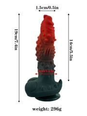 Kırmızı Siyah Canavar Dildo, Gerçekçi Boynuz & Kabartmalı Doku