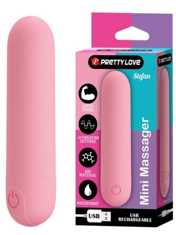 Stefan Mini Masaj Bullet Vibratör | Pembe, USB Şarjlı & 10 Mod | 724Haz