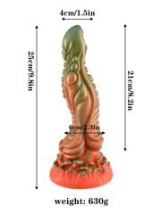 Kırmızı Yeşil Canavar Dildo | Fantezi Tasarım, Kalın ve Spiral Detaylı | 724Haz