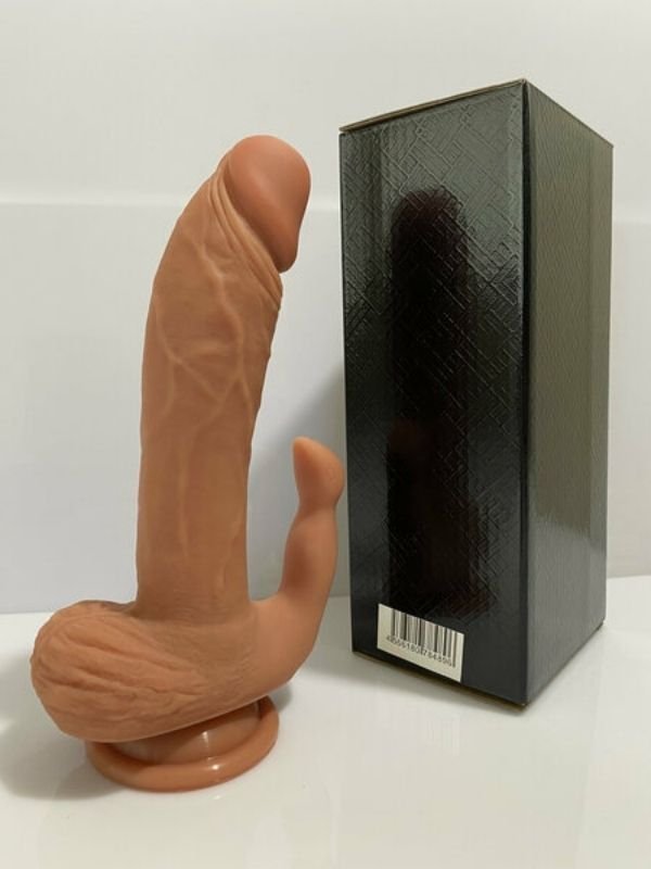 Klitoris Uyarımlı Çift Katmanlı Premium Dildo | Gerçekçi Titreşimli Model