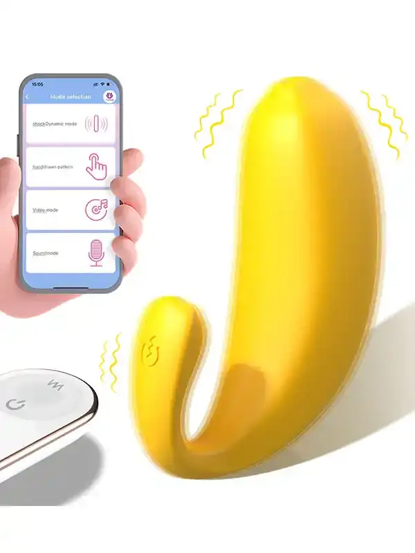 Muz Tasarımlı Giyilebilir Şarjlı Telefon Kontrollü Vibratör | USB Şarj, App Destekli ve Discreto Kullanım