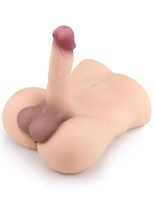 Penisli Erkek Yarım Vücut | 3.5 kg TPE Silikon, 16.5 cm Penis, 13 cm Anal Derinlik, Bodysafe