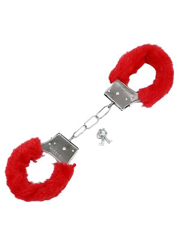 Kırmızı Peluşlu Metal Fetish Kelepçe | Şık & Konforlu BDSM Aksesuar | 724Haz