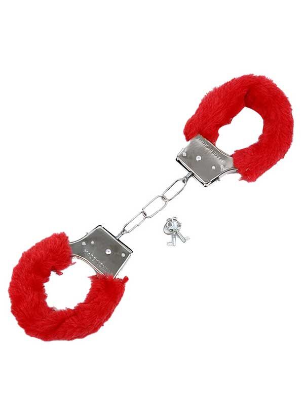 Kırmızı Peluşlu Metal Fetish Kelepçe | Şık & Konforlu BDSM Aksesuar | 724Haz