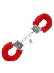 Kırmızı Peluşlu Metal Fetish Kelepçe | Şık & Konforlu BDSM Aksesuar | 724Haz