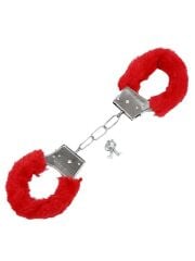 Kırmızı Peluşlu Metal Fetish Kelepçe | Şık & Konforlu BDSM Aksesuar | 724Haz