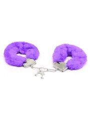 Fetish Fantezi Mor Peluşlu Metal Kelepçe | Konforlu BDSM Aksesuar | 724Haz