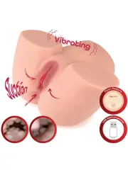 Titreşimli, Sesli ve Emme Fonksiyonlu Şarjlı Çift Girişli Kalça | 5.3 kg, TPE Silikon, 13.5 cm Vajina, 11 cm Anal Derinlik