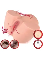 Titreşimli, Sesli ve Emme Fonksiyonlu Şarjlı Çift Girişli Kalça | 5.3 kg, TPE Silikon, 13.5 cm Vajina, 11 cm Anal Derinlik