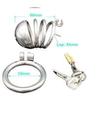 BDSM Paslanmaz Çelik Penis Kafesi - Model No6 | Kilitli & Kısa Boy