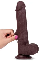 8'' Dual Layer Oynar Derili Realistik Siyah Penis 20 cm