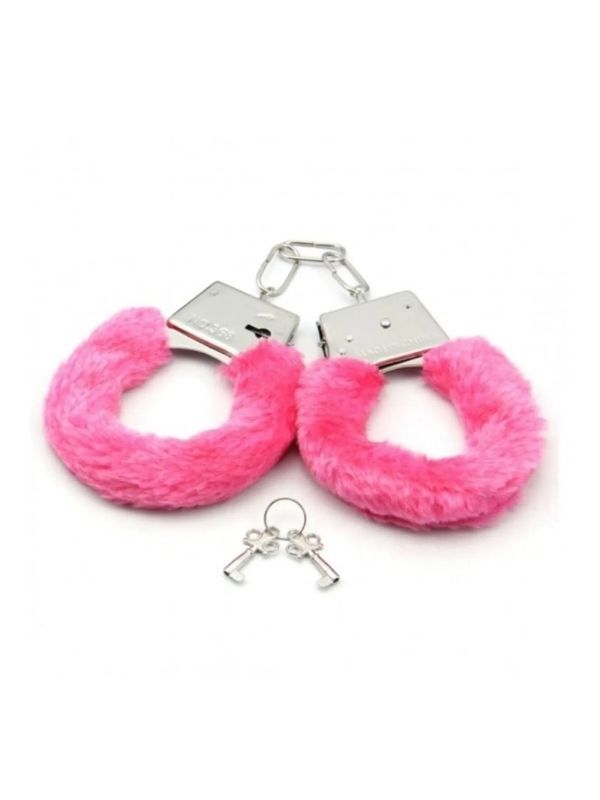 Pembe Peluşlu Metal Fetish Kelepçe | Yumuşak Peluş & Ayarlanabilir Tasarım | 724Haz